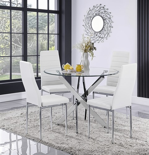 100cm round glass - 4, seater