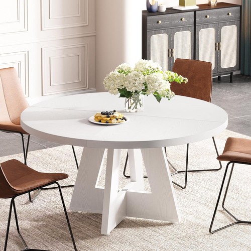 120cm white round dining - dining, table