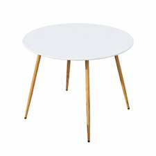 Round Dining Table White Steel