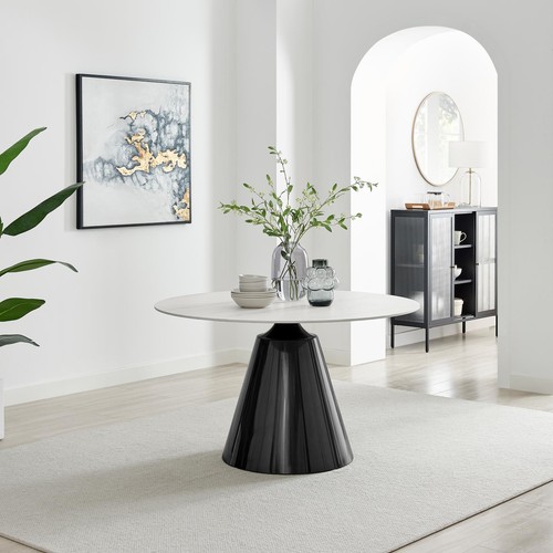 Nina round white marble effect - nina,